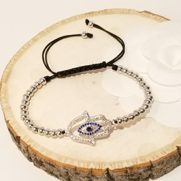 NEW Hamsa Evil Eye Pave CZ Bracelet - Picture 5 of 7